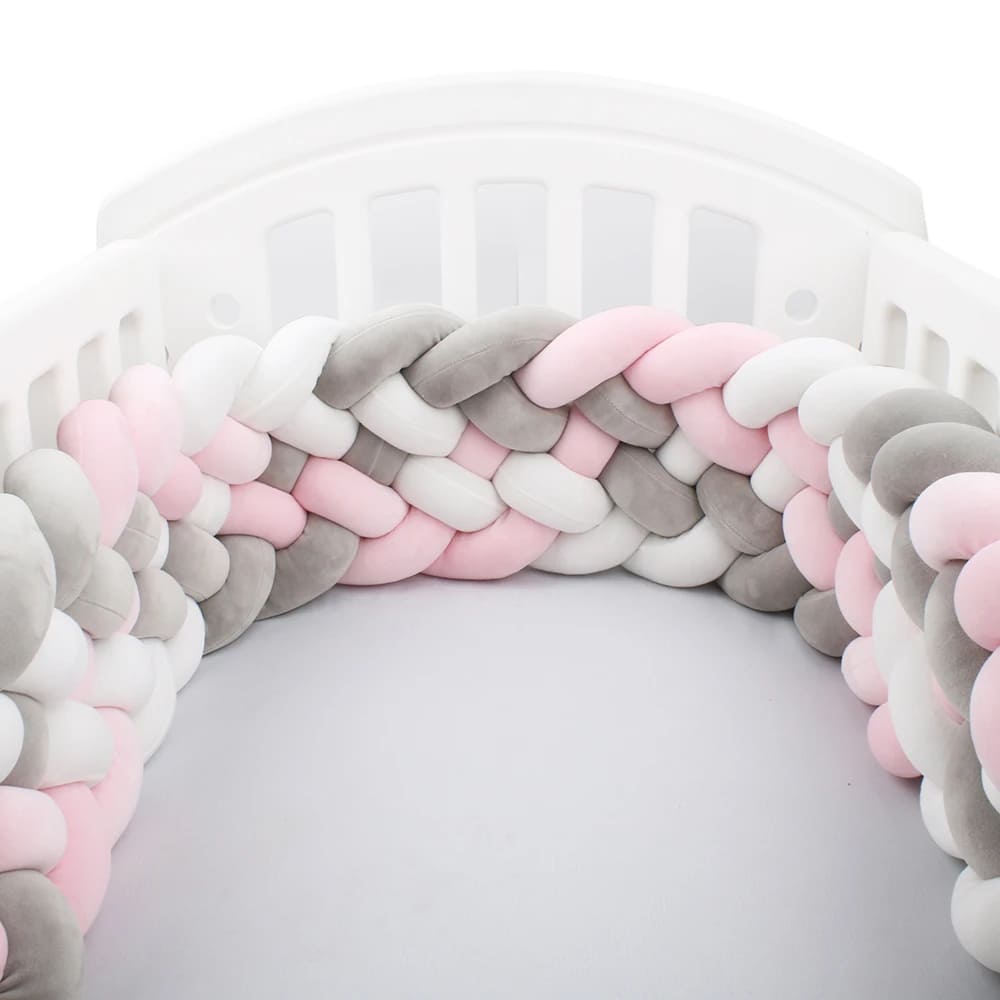 tresse de lit rose gris blanc 6 brins