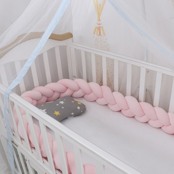 tour de lit tresse rose fille
