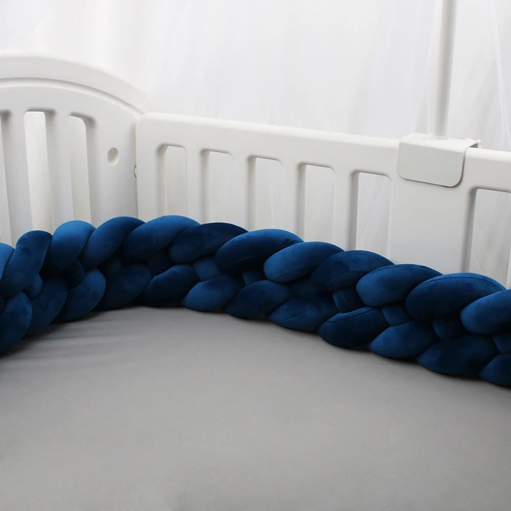 tour de lit tressé bleu marine